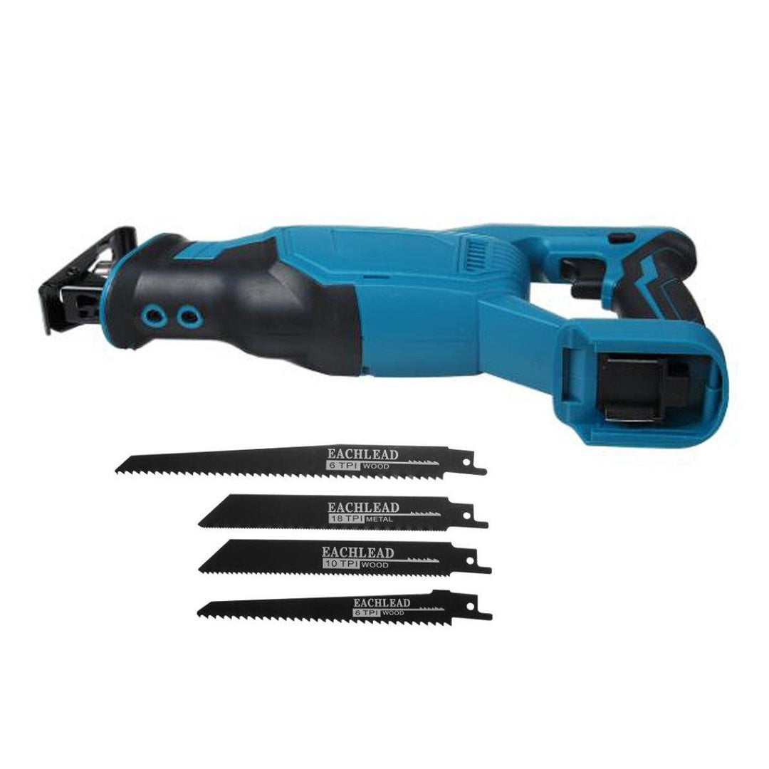 18V Blue Electric Reciprocating Saw Variable Speed Cordless Wood Metal Cutting Power Tools Set - MRSLM