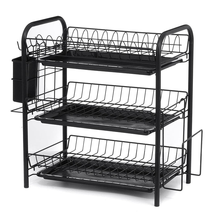 2/3 Tier Stainless Steel Dish Rack Drainer Cutlery Kitchen Storage Holder - MRSLM