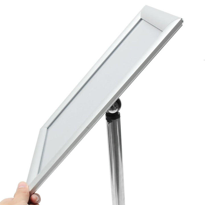 Adjustable A4 Metal Display Pedestal Sign Floor Holder Stand Poster Silver HQ - MRSLM