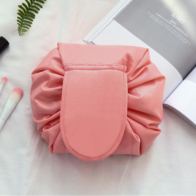 Polyester Solid Color Drawstring Cosmetic Bag Travel Portable Lazy Storage Bag - MRSLM