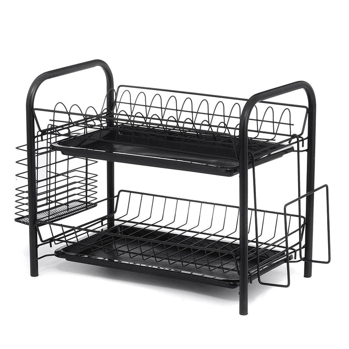 2/3 Tier Stainless Steel Dish Rack Drainer Cutlery Kitchen Storage Holder - MRSLM