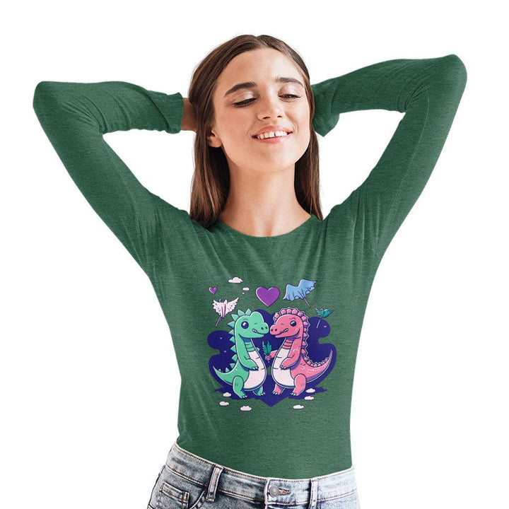 Dinosaur Graphic Long Sleeve T-Shirt - Cartoon T-Shirt - Themed Long Sleeve Tee - MRSLM