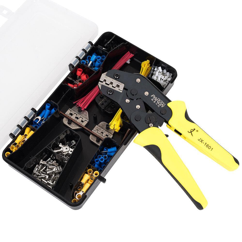 Paron JX-M5S 5 IN 1 Crimper Plier Terminal Crimper Ratchet Crimper Tube Type Crimper Tools Kit with 450Pcs Terminals - MRSLM