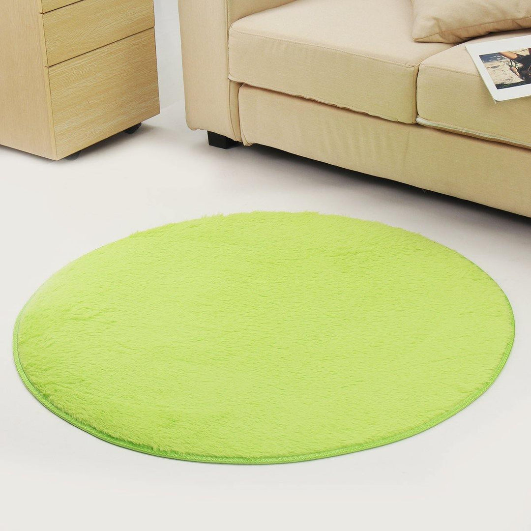 Round Anti Skid Fluffy Shaggy Area Rug Dining Room Home Table Carpet Floor Mat - MRSLM