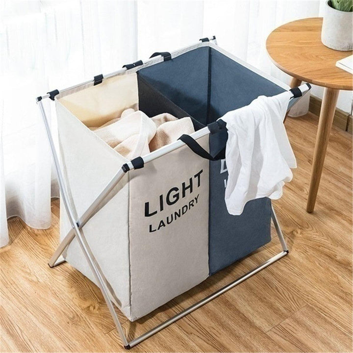 3 Grids Foldable Clothes Storage Hamper Baskets Organizer Laundry Bag - MRSLM