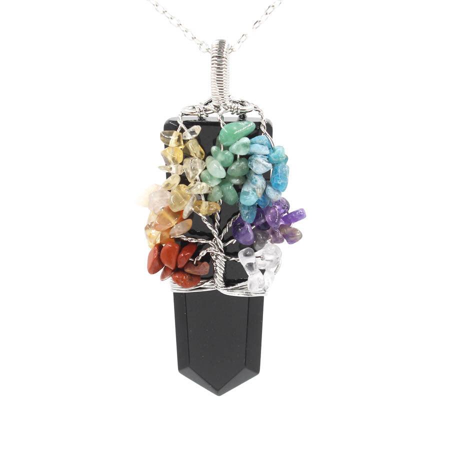 Crystal Column Tree Of Life Winding Pendant Necklace - MRSLM