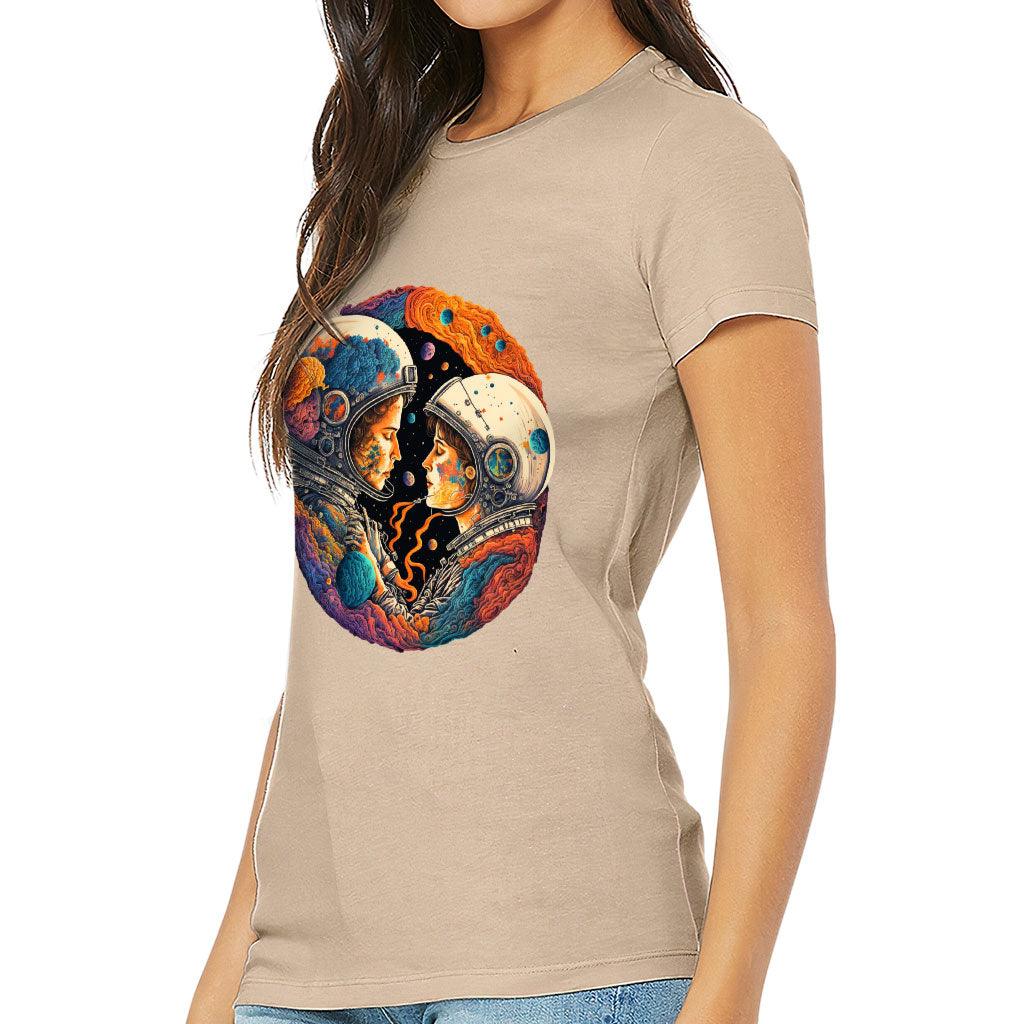 Love Astronaut Slim Fit T-Shirt - Fantasy Women's T-Shirt - Art Slim Fit Tee - MRSLM