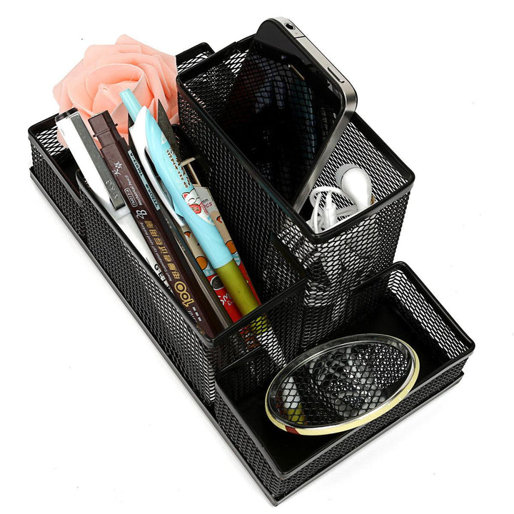 Black Mesh Style Pen Pencil Ruler Holder Desk Office Storage Box Stationery Container Box Office School Supplies - MRSLM