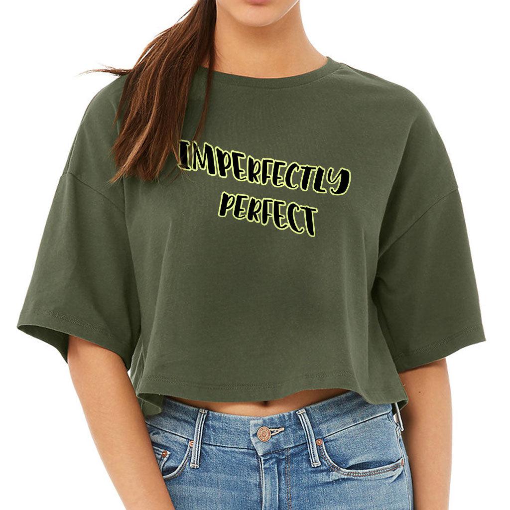 Imperfectly Perfect Women's Crop Tee Shirt - Cool Cropped T-Shirt - Printed Crop Top - MRSLM