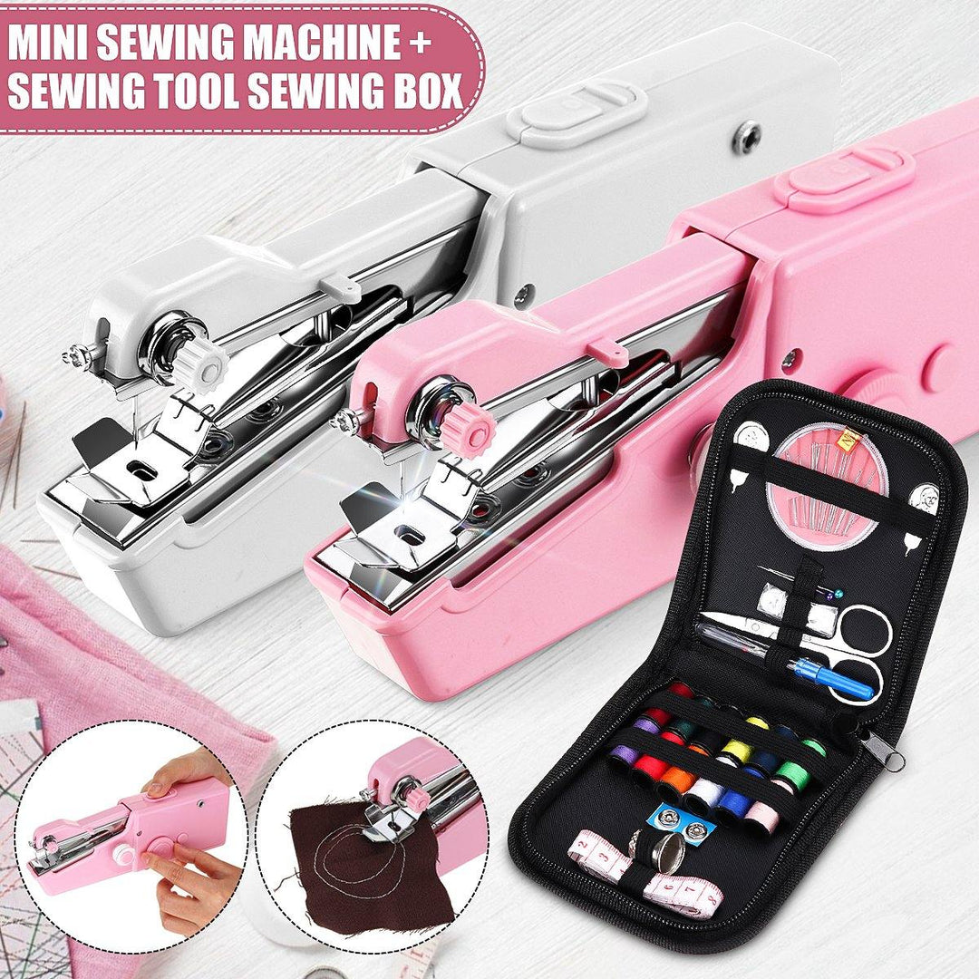 Portable Mini Handheld Cordless Sewing Machine Stitching Home Clothes + Tools Kit - MRSLM