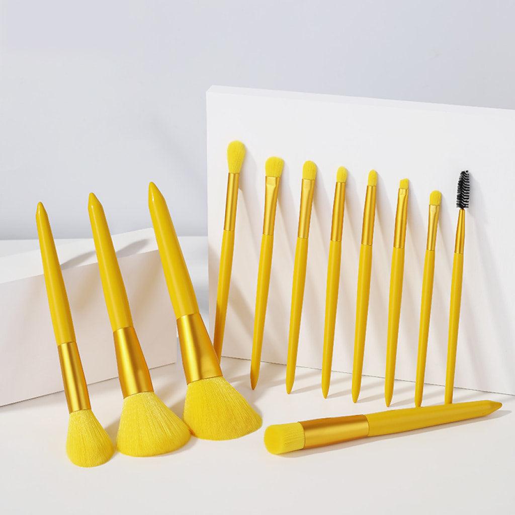 Yellow Makeup Brush Set 12pcs - MRSLM