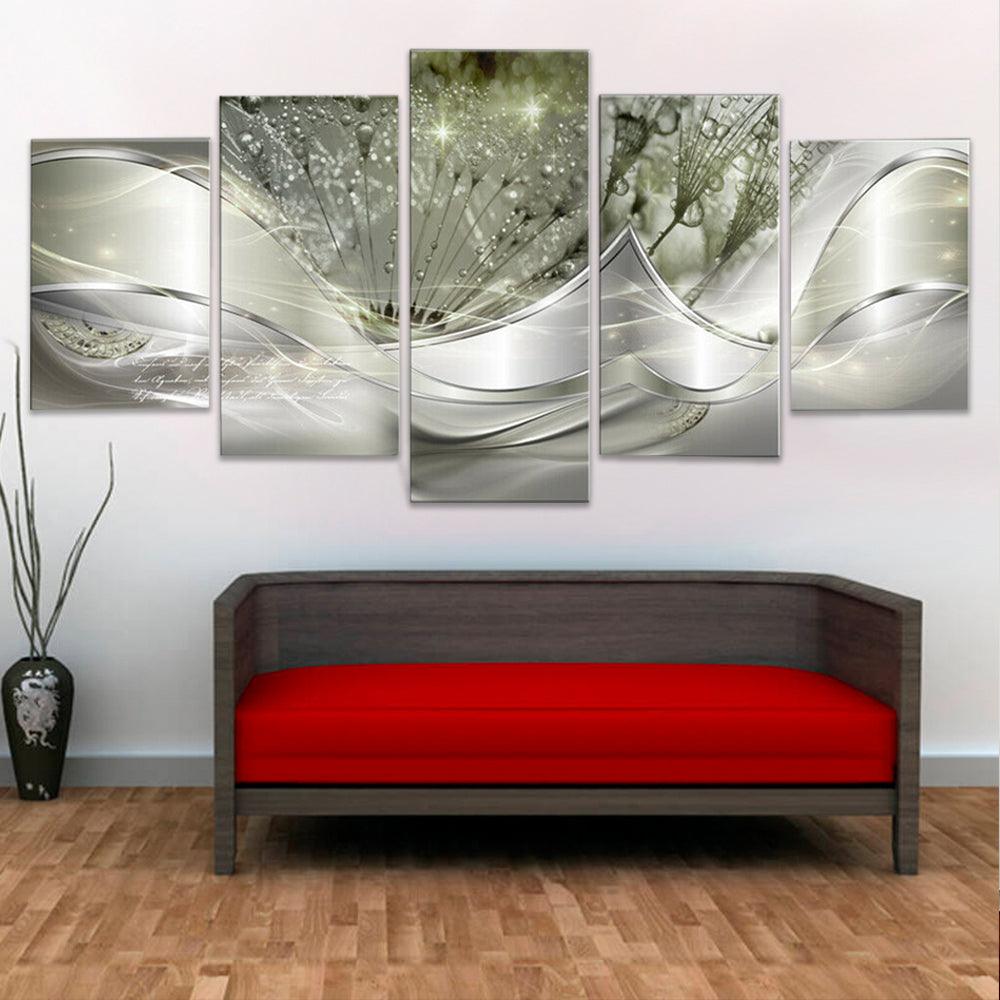 5pcs Hanging Painting Light Green Canvas Wall Art Print Painting home decor abstract Wall Art Picture Decoration - MRSLM