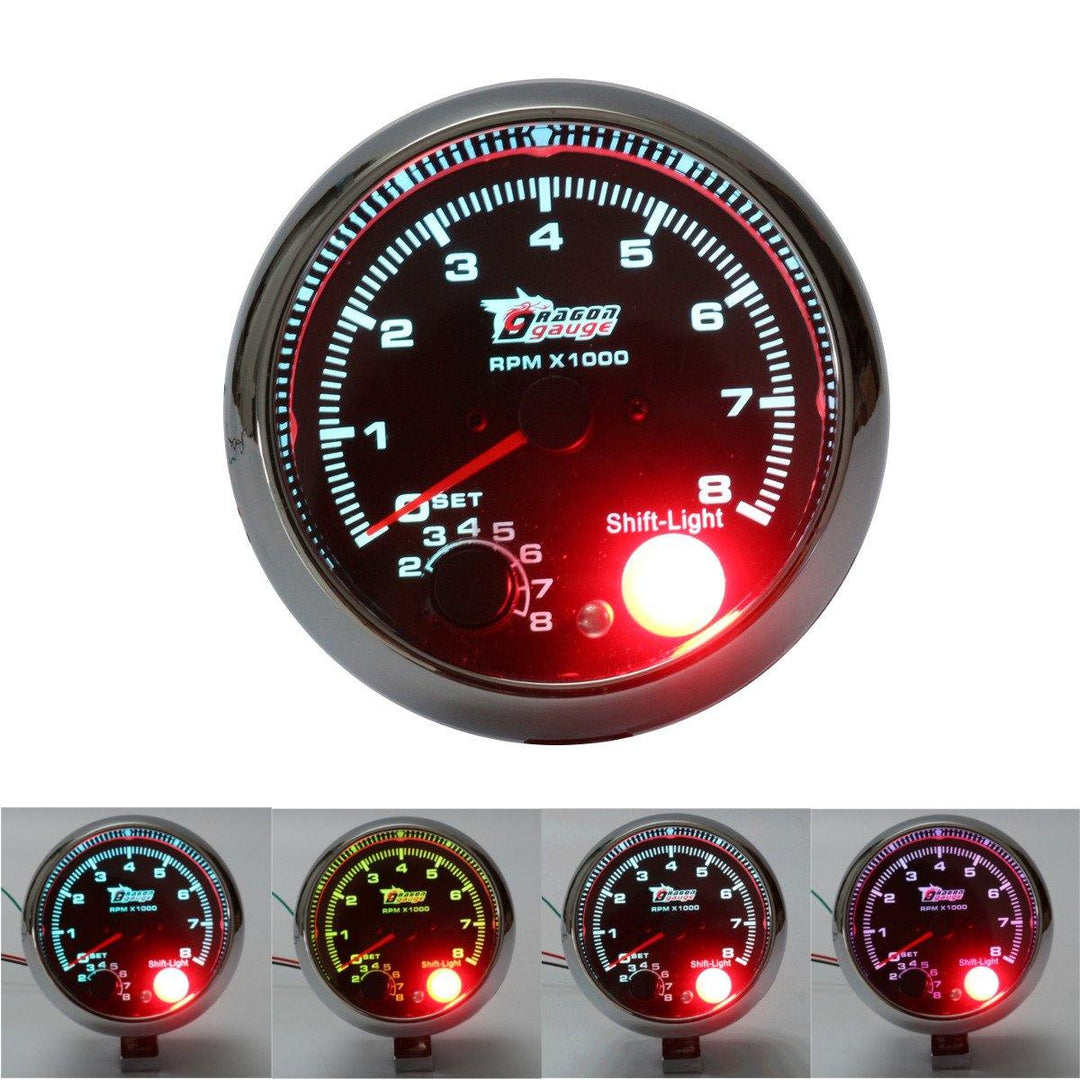 3.75 Inch 12V RPMx1000 Tacho Tachometer with Shift Light RPM Rev Gauge Meter - MRSLM