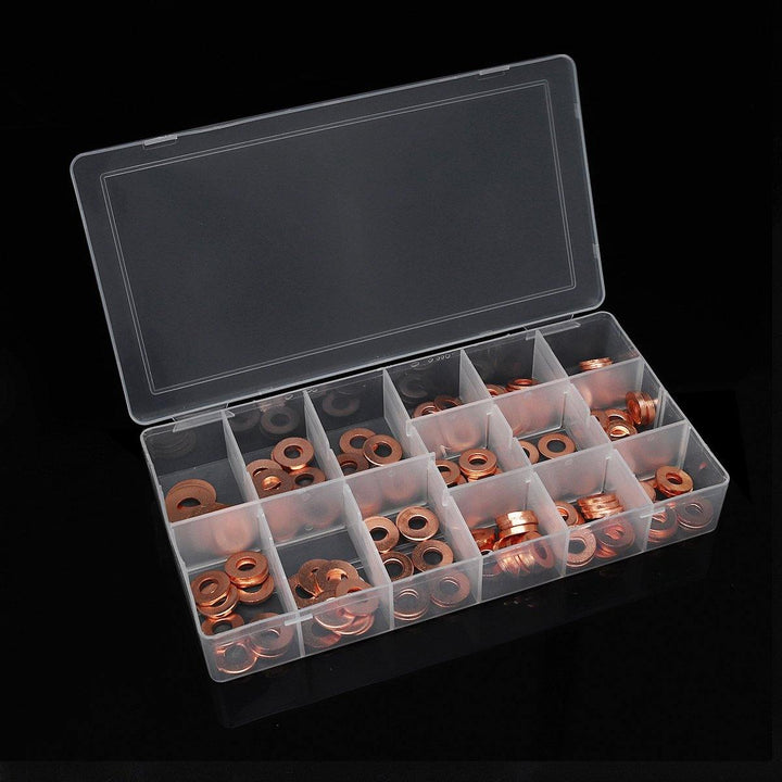 150pcs Copper Diesel Injector Washer Seal Assortment Set Fuel Injector Seal Ring - MRSLM