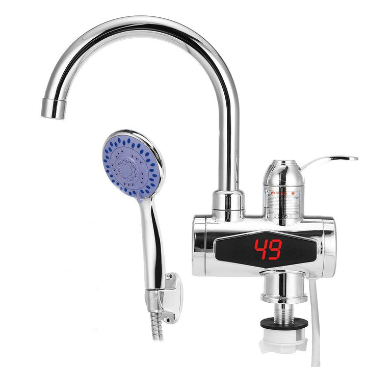 220V Electric Faucet Kitchen Bathroom Faucet Water Heater LED Display - MRSLM