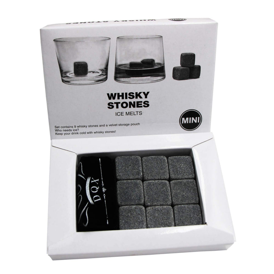 Set of 9 Grey Beverage Chilling Stones Chill Rocks Whiskey Stones for Whiskey and other Beverages- Made of 100% Pure Soapstone - MRSLM