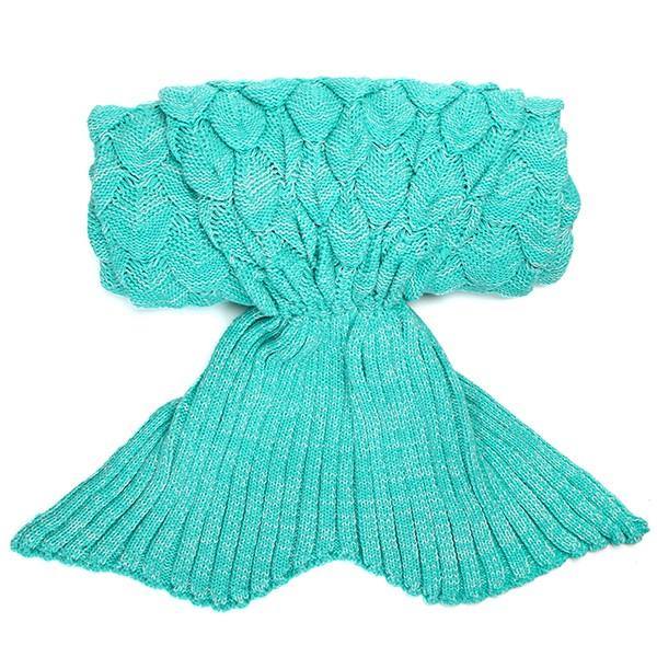 Honana WX-39 90x190cm Yarn Knitting Mermaid Tail Blanket Fish Scales Style Super Soft Sleep Bag Bed Mat - MRSLM