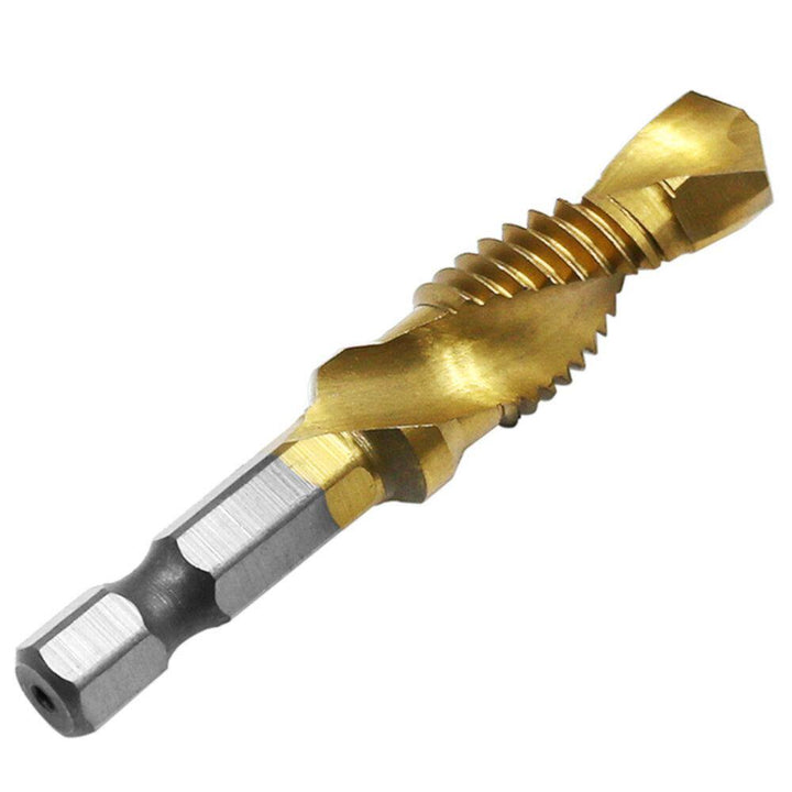 6Pcs 1/4 Inch M3-M10 Screw Tap HSS Combination Drill Tap Bit Set Hex Shank Deburr Countersink Bits - MRSLM