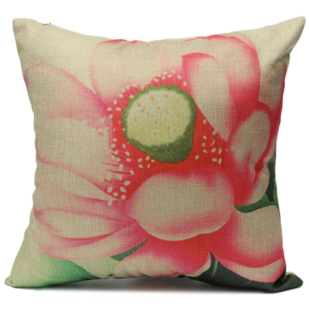 Chinese Ink Lotus Series Throw Pillow Case Cotton Linen Cushion Cover Home Sofa Decor - MRSLM