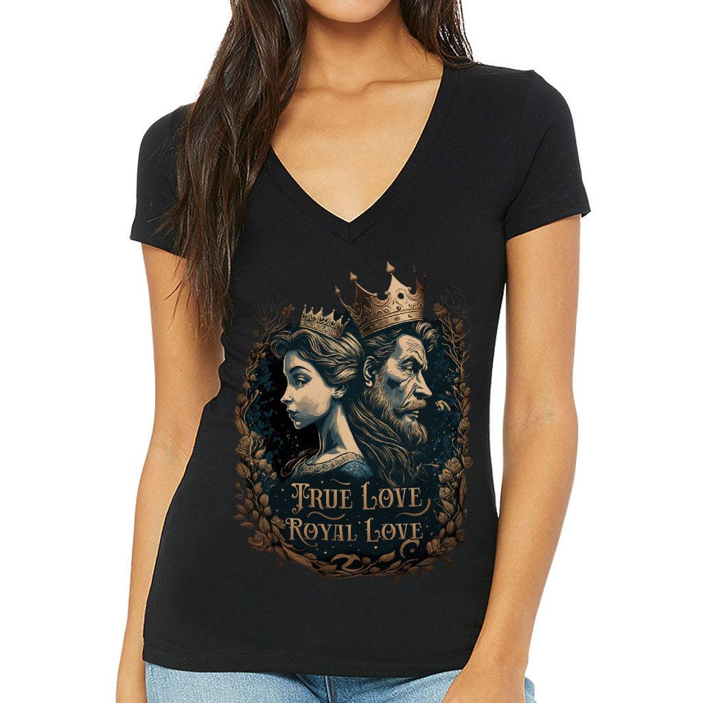 Royal Love Women's V-Neck T-Shirt - Printed V-Neck Tee - Colorful T-Shirt - MRSLM