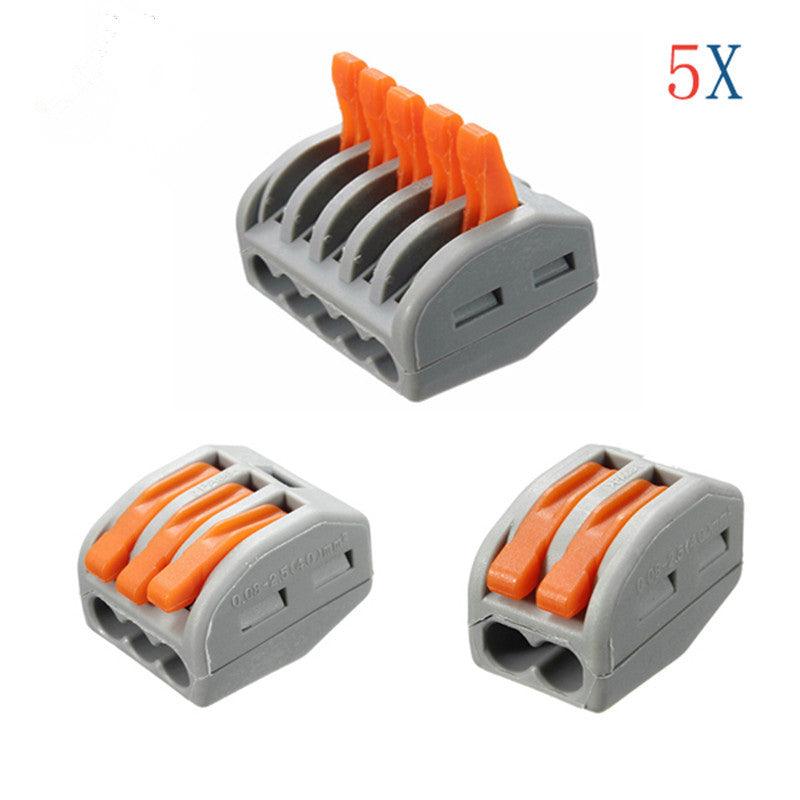 Excellway® ET25 2/3/5 Pins Spring Terminal Block 5Pcs Electric Cable Wire Connector - MRSLM