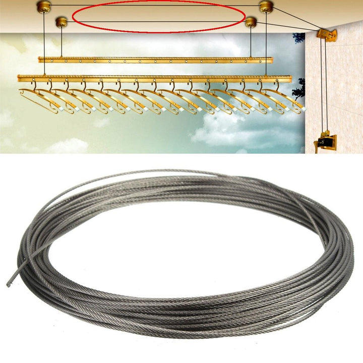 15M 316 Stainless Steel Clothes Cable Line Wire Rope - MRSLM