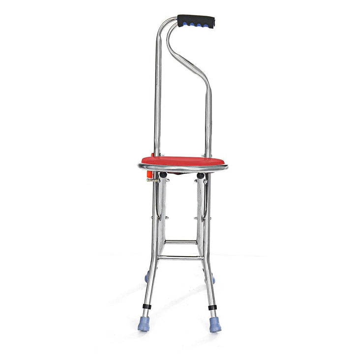 Adjustable Height Folding Stainless Steel Cane Chair Seat Portable Walking Stick - MRSLM