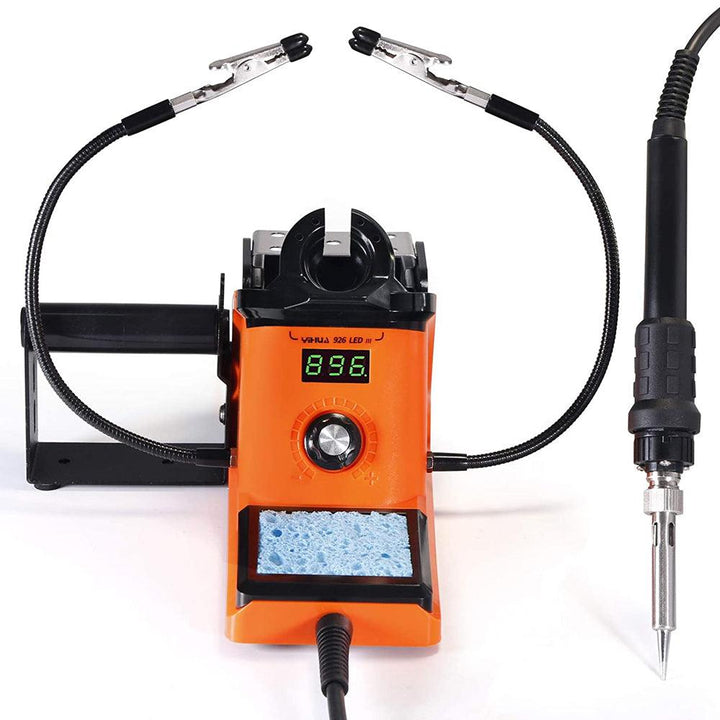 YIHUA 926 III 60W Welding Soldering Iron Station Digital 194ºF~896ºF Adjustable Temp °C/ºF Sleep & Calibration Functions with 2 Helping Hands + 3 Extra Solder Tips & Tweezers - MRSLM