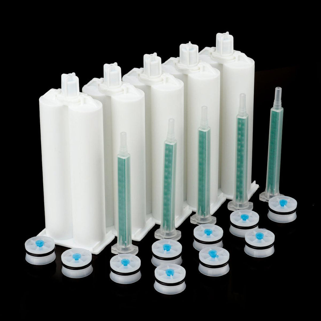 5Pcs/set 50ml 1:1 AB Glue Tube Dual Glue Cartridge Two Component Dispenser Tube with Mixing Tube Mixing Syringe for Industrial Glue Applicator - MRSLM