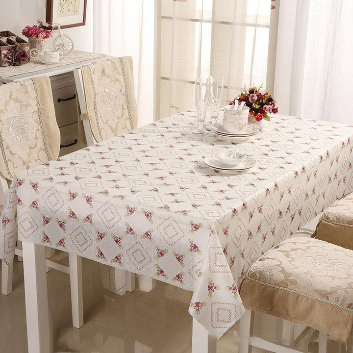 PVC Tasteless Waterproof Tablecloth Transparent Soft Glass Table Mat Stripe Grid Printing Table Cloth - MRSLM