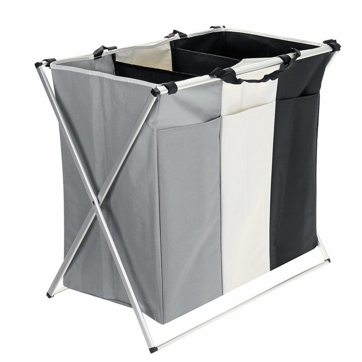 3 Grids Foldable Clothes Storage Hamper Baskets Organizer Laundry Bag - MRSLM