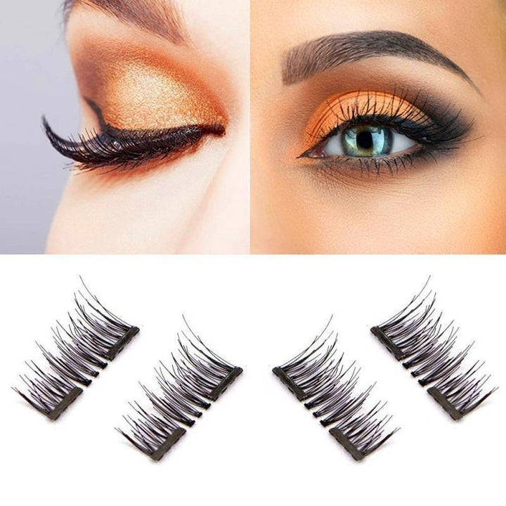 8Pcs/2 Pairs Dual Magnetic 3D False Eyelashes Long Natural Eyelashes Extension - MRSLM