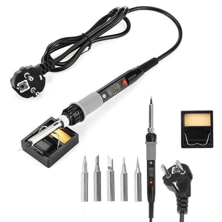 908S 80W LCD Electric Soldering Iron Adjustable Temperature Solder Iron with 5Pcs Solder Tips & Stand - MRSLM