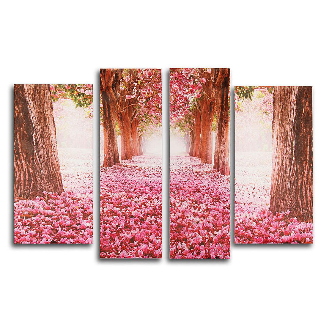 4Pcs Cherry Blossoms Tree Canvas Print Paintings Wall Decorative Print Art Pictures Frameless Wall Hanging Decorations for Home Office - MRSLM