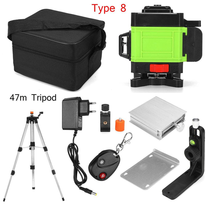 12/16 Line Green Light Laser Level Digital Self Leveling 360° Rotary Measure Tool - MRSLM