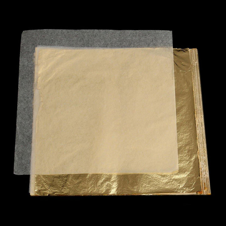 100Pcs Imitation Gold Foil Sheets Copper Leaf Sheets Transfer Leaf Sheets Gold Leaf Booklet 16cm×16c - MRSLM