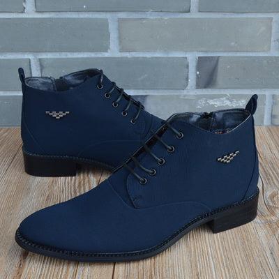 Fashion Business Casual Leather Shoes Men's Pointed Toe Short Martin Boots - MRSLM