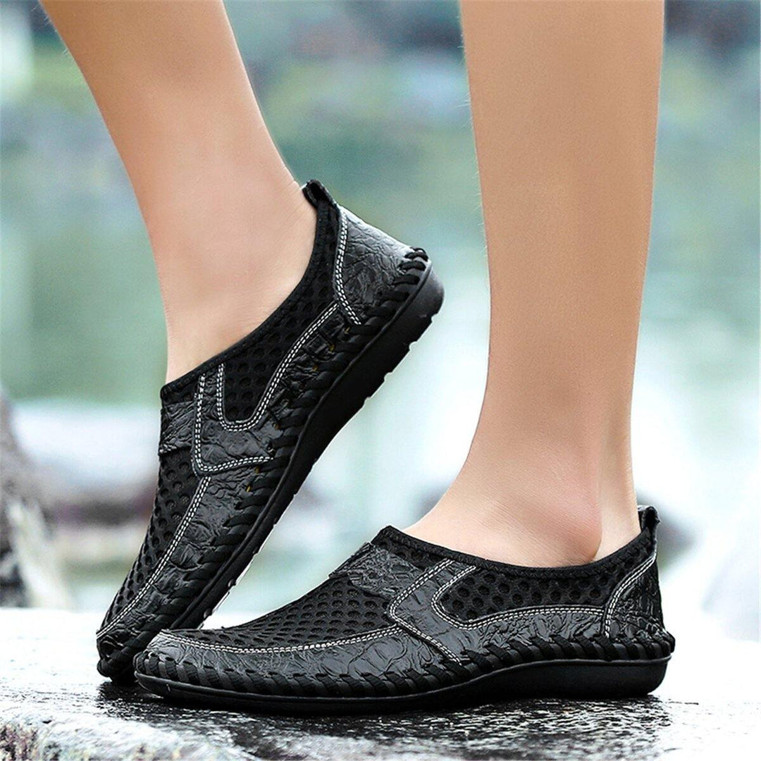 Menico Big Size Men Hand Stitching Breathable Honeycomb Mesh Loafers Flats - MRSLM