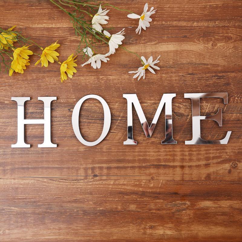 1 Peice English Letters Wall Stickers DIY Decorative Decal Home Decoration Acrylic Mirror Word EVA Mural Wall Art - MRSLM