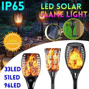 33/51/96 LED Solar Garden Flame Light Waterproof Flickering LED Torch Landscape Decor Lamp - MRSLM