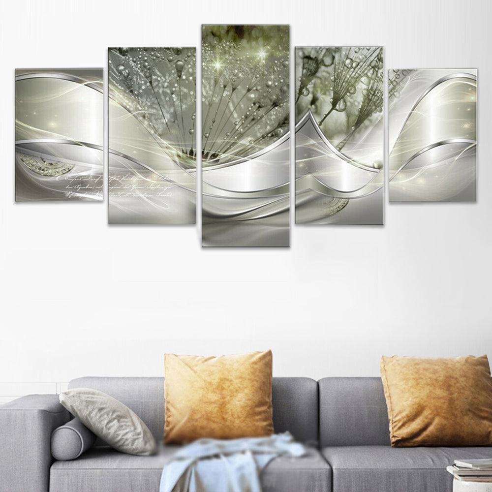 5pcs Hanging Painting Light Green Canvas Wall Art Print Painting home decor abstract Wall Art Picture Decoration - MRSLM