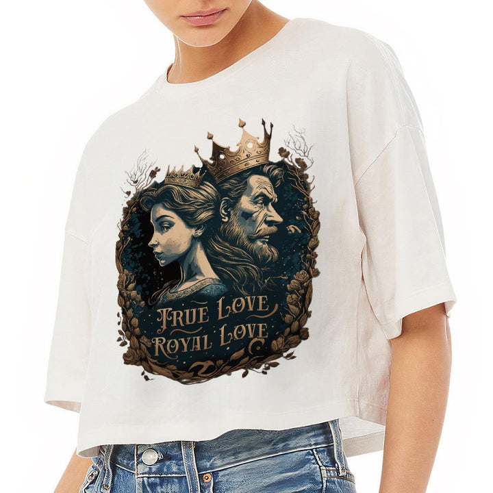 Royal Love Women's Crop Tee Shirt - Printed Cropped T-Shirt - Colorful Crop Top - MRSLM