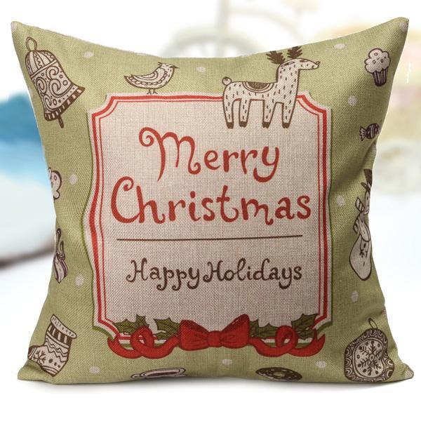 Christmas Letters Throw Pillow Case Square Sofa Office Cushion Cover Home Decor - MRSLM