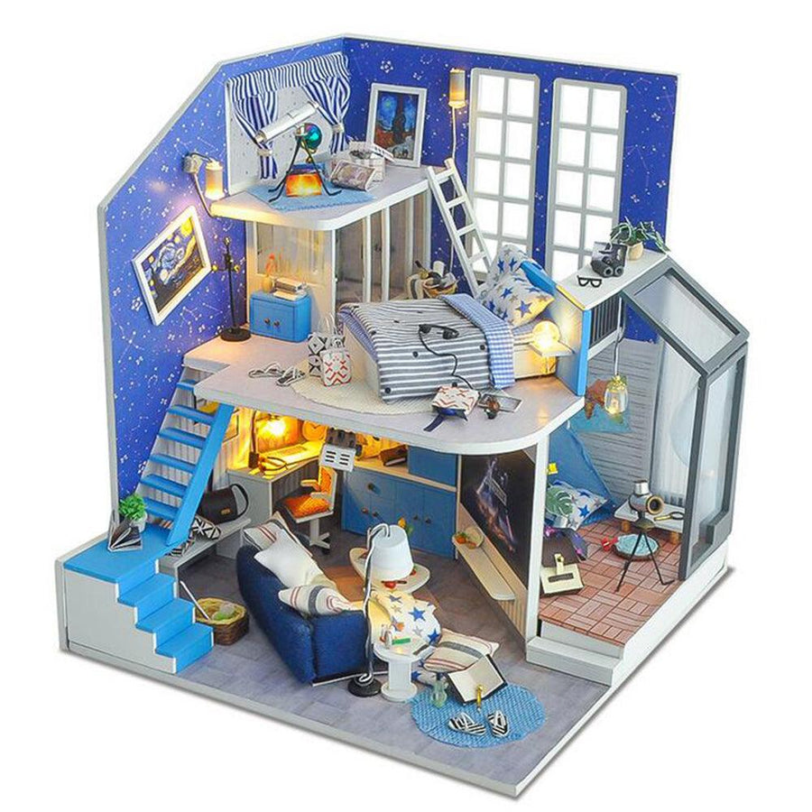 2020 Christmas Decoration DIY Doll House Wooden Doll Houses Miniature Dollhouse Furniture Kit Toys for Children New Year Christmas Gift - MRSLM