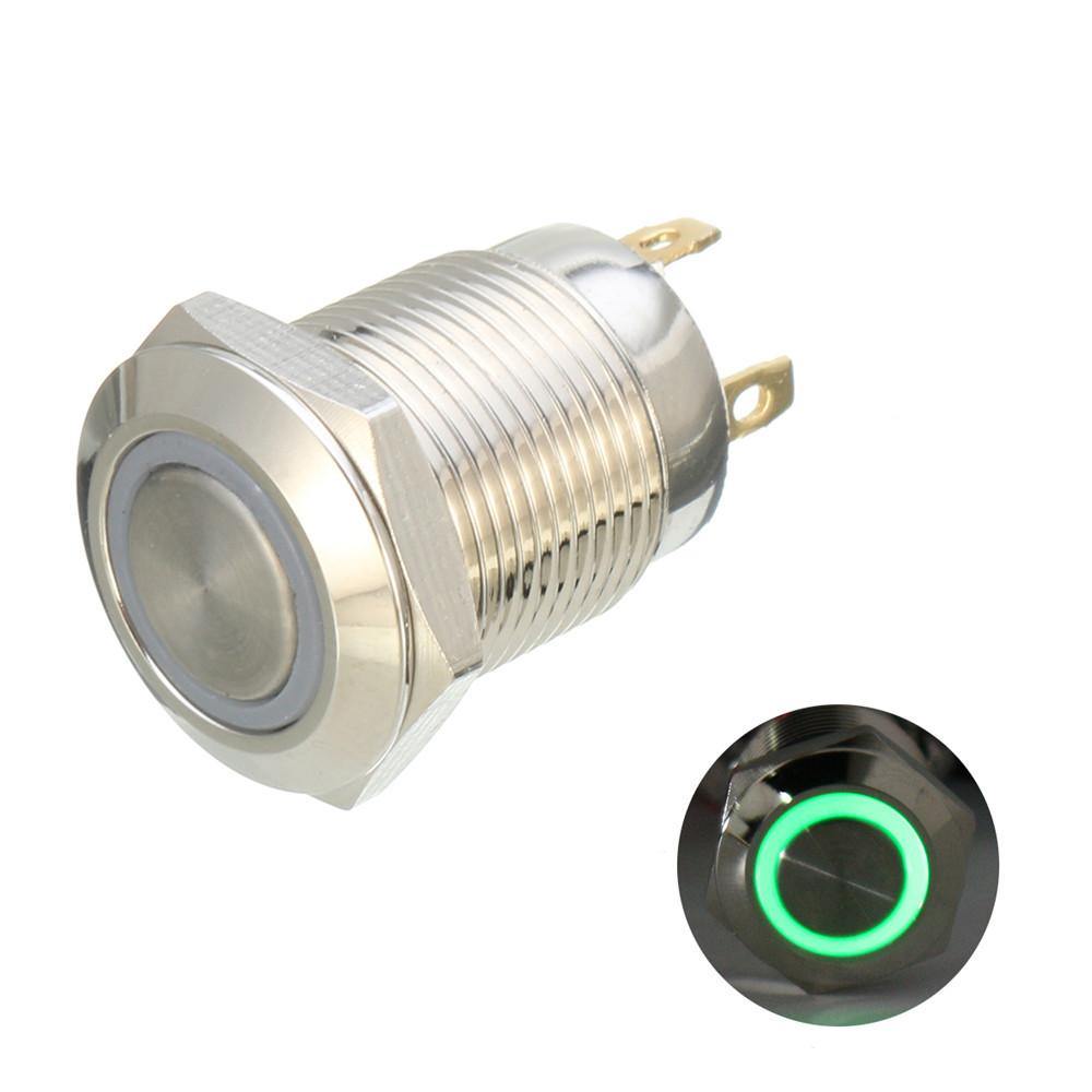 Machifit DC 5V 19mm 4 Pin Momentary Switch Led Light Metal Push Button Waterproof Switch - MRSLM