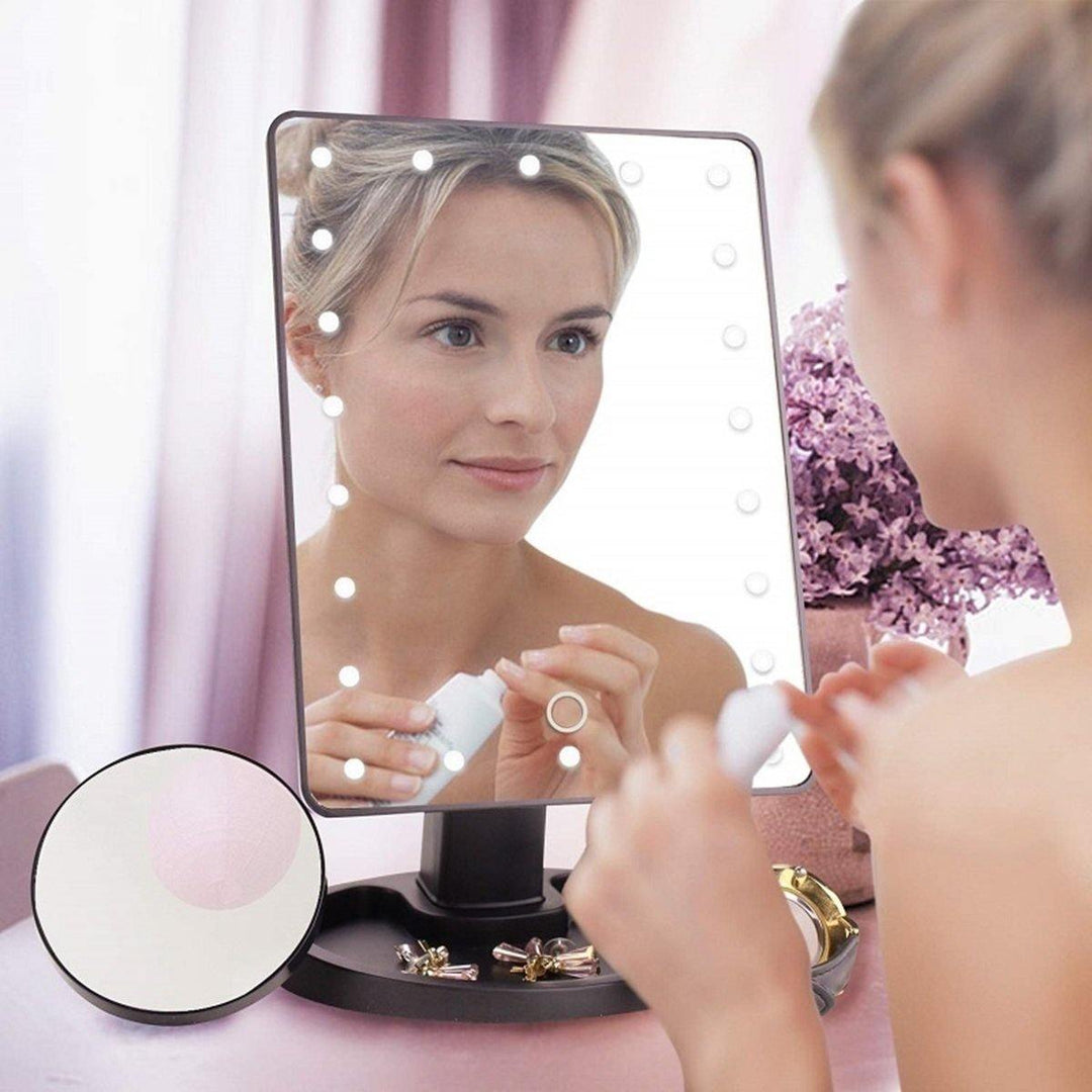 22 LED Lighted Vanity Touch Screen 360° Rotating Cosmetic Makeup LED Mirrors - MRSLM