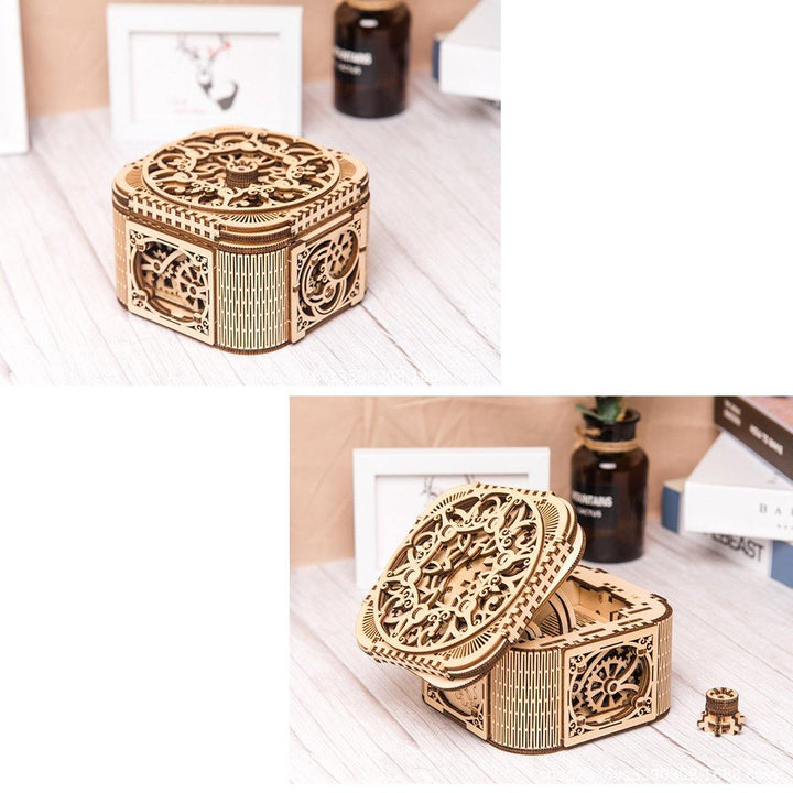 Wooden Mechanical Transmission Jewelry Box DIY Home Office Decor - MRSLM