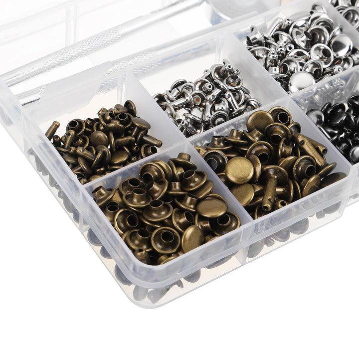 480Pcs Double Cap Rivet Tool Kit Metal Studs Hat Bag Leather Clothes Craft - MRSLM