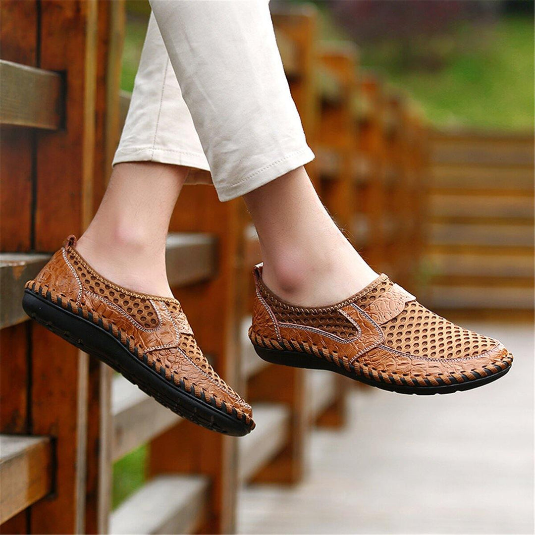 Menico Big Size Men Hand Stitching Breathable Honeycomb Mesh Loafers Flats - MRSLM