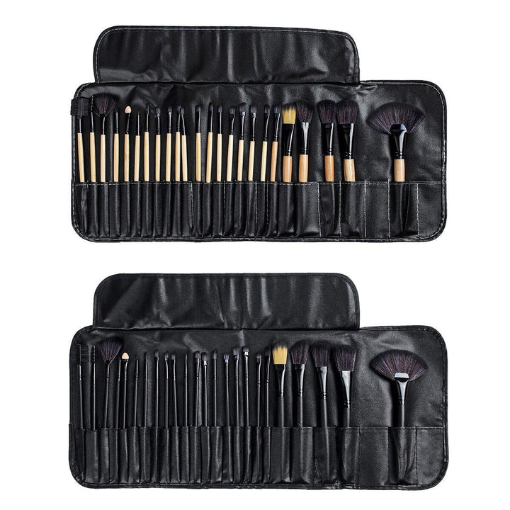 24 Pcs Makeup Brush Set Cosmetics Makeup Brush Kit With Leather Case Foundation Eyeliner Blending Concealer Mascara Eyeshadow Face Powder - MRSLM